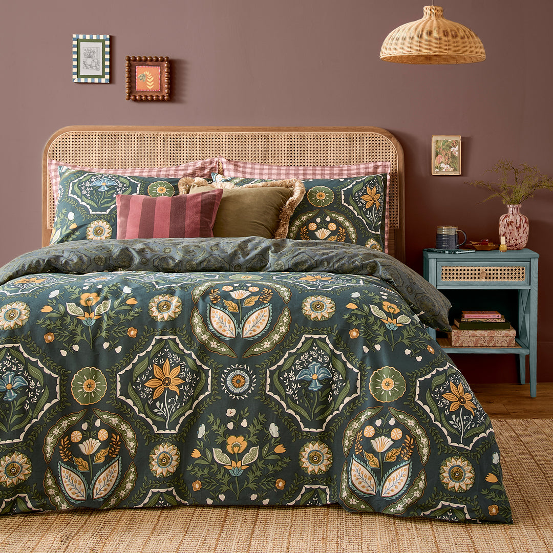 Ember Single Duvet Set Midnight Green