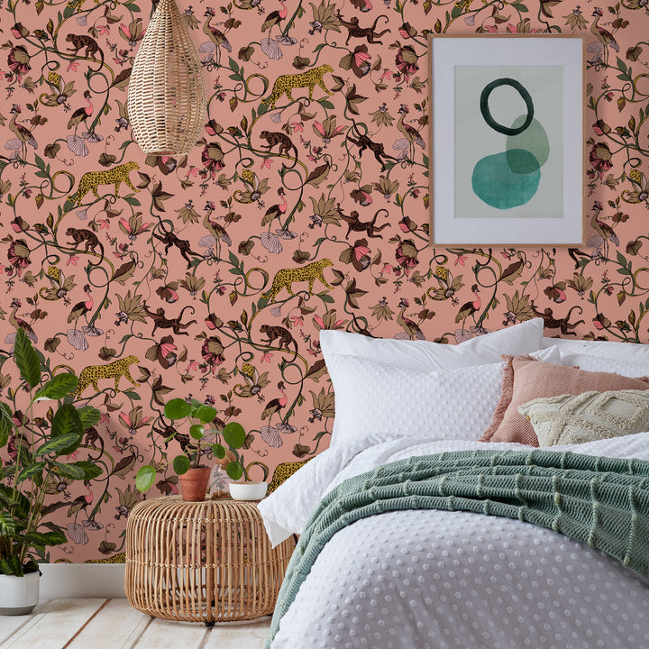 EXOTIC WILDLINGS WALLPAPER BLUSH