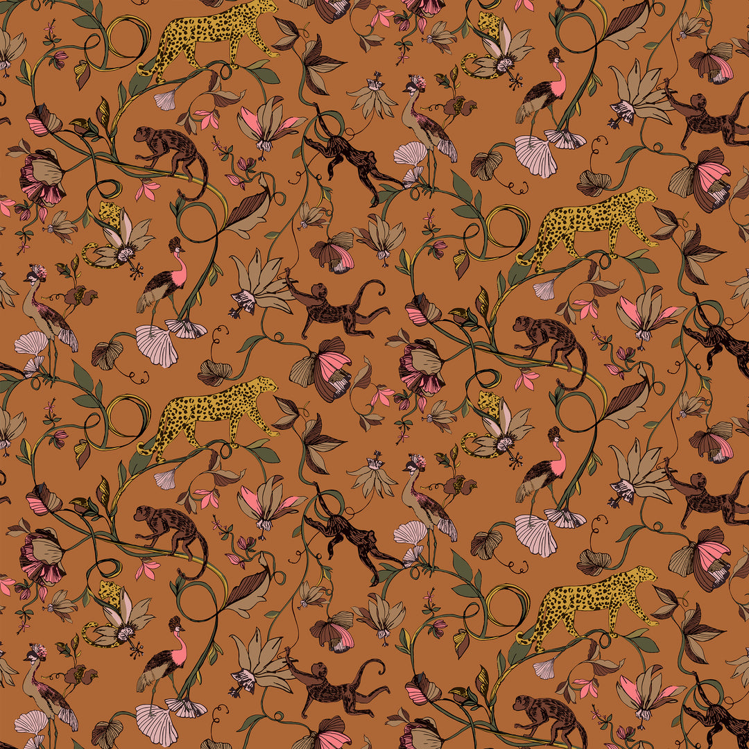 Wildlings Wallpaper Warm Sienna Sample