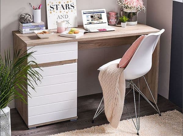 Tulip Oak and White Gloss Desk