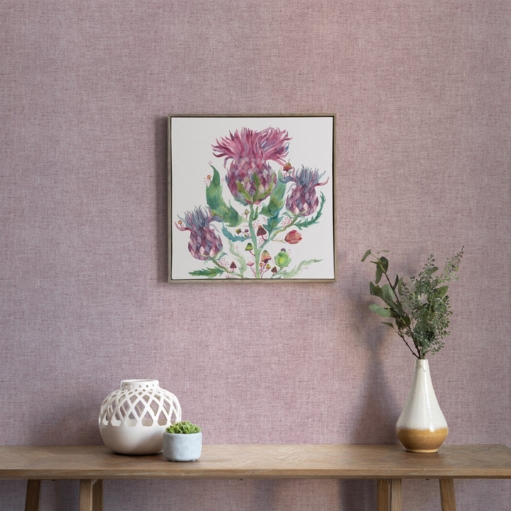 FRAMED CANVAS STONE FAIRYTALE BRISTLES DAMSON 49X49