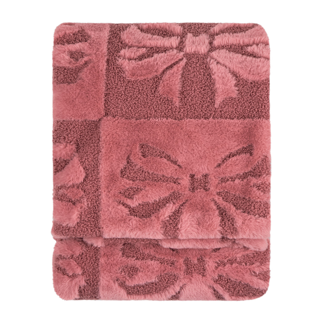 Fur Boucle Big Bows 140x180 Throw Pink