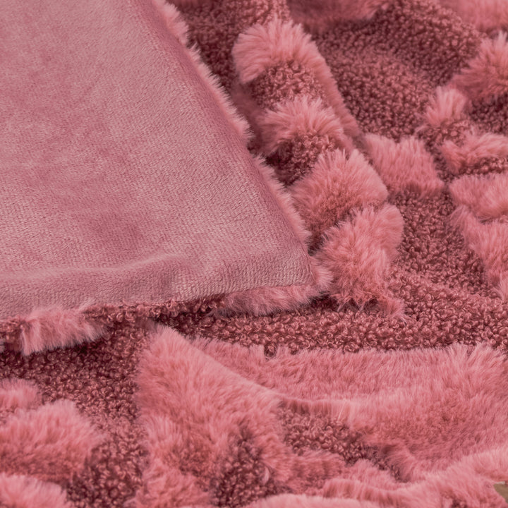 Fur Boucle Big Bows 140x180 Throw Pink - image 2