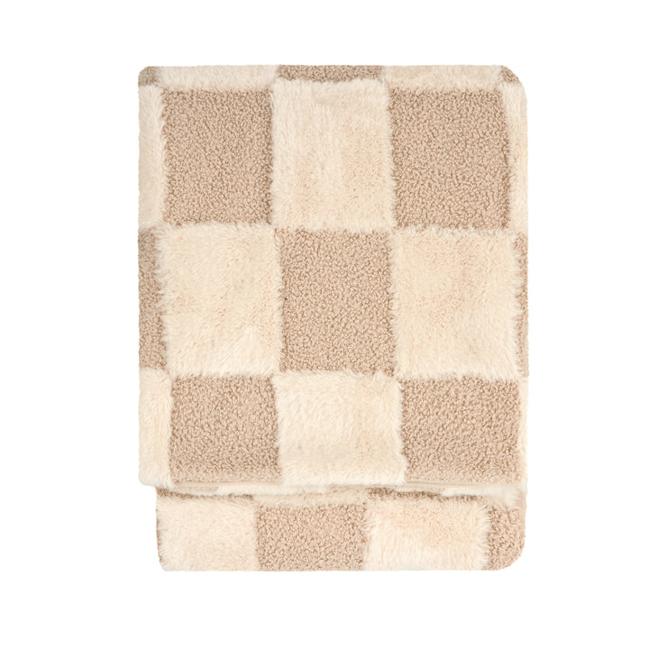 Fur Boucle Check 140x180 Throw Natural