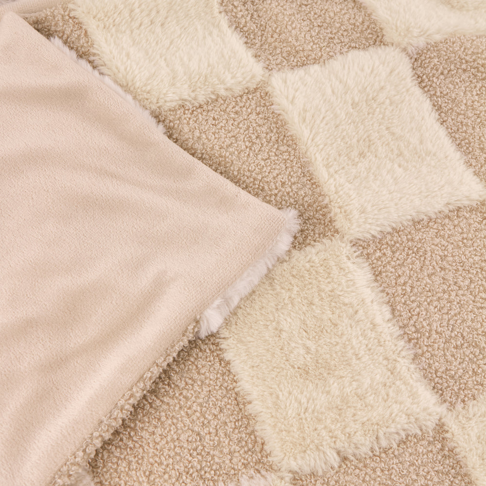 Fur Boucle Check 140x180 Throw Natural - image 2