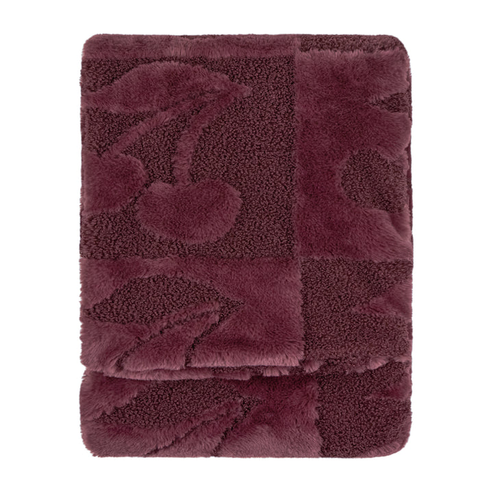 Fur Boucle Cherries 140x180 Throw Morello