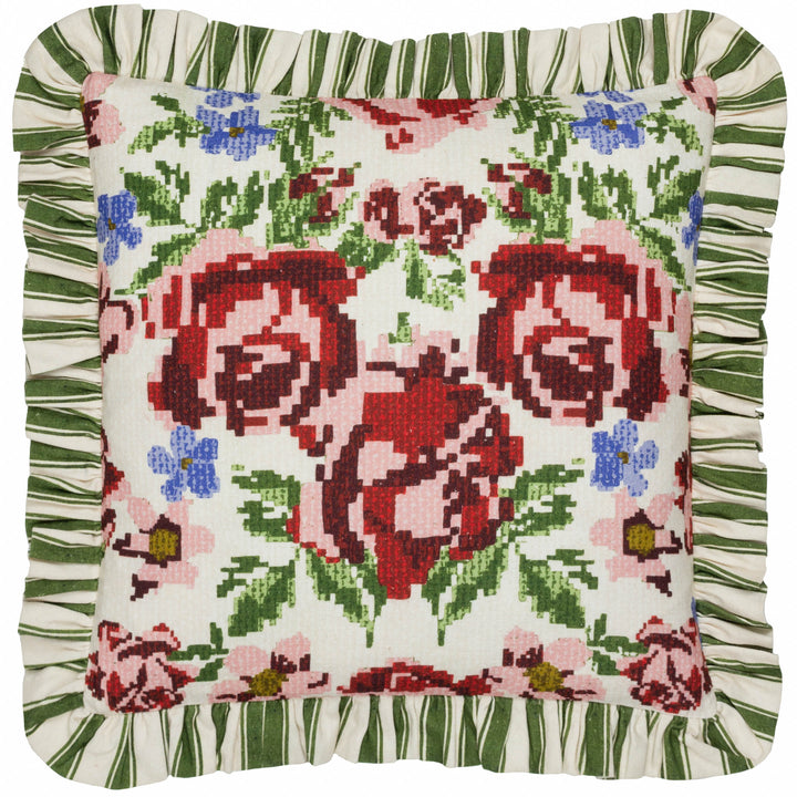 FEEONI RUFFLE 43X43 CUSHION CASE WILLOW GREEN