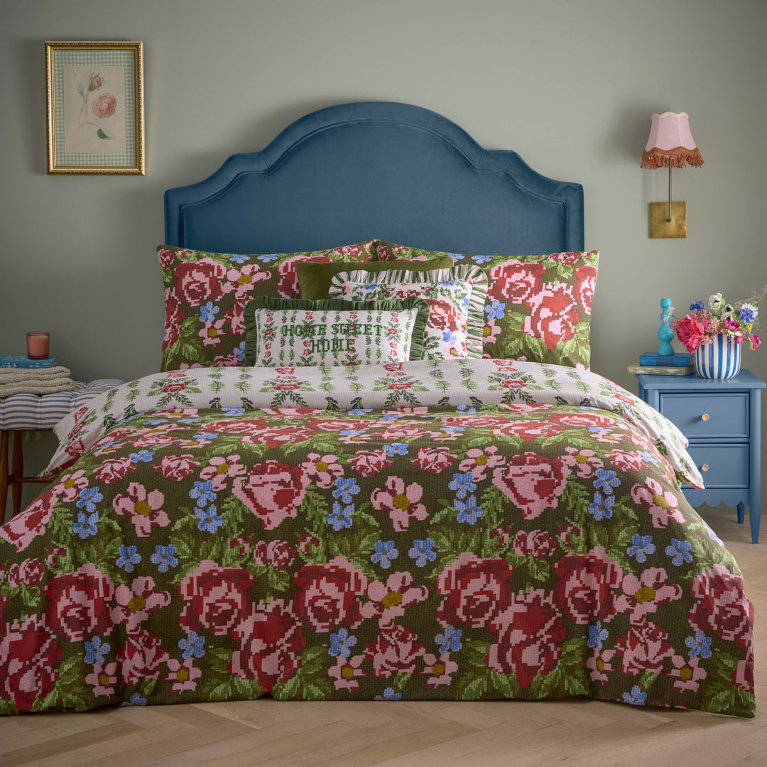 Feeoni Double Duvet Set Willow Green