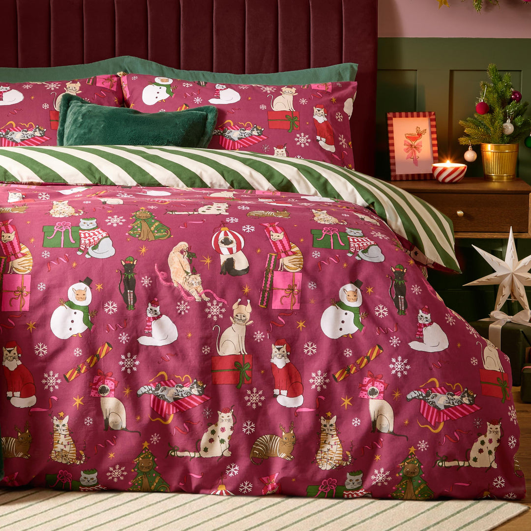Feline Festive King Duvet Set Purrgundy - image 4