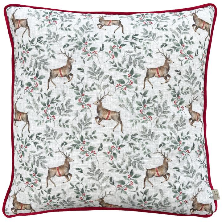 FESTIVE REINDEER REPEAT 43X43 CUSHION CASE SCARLET