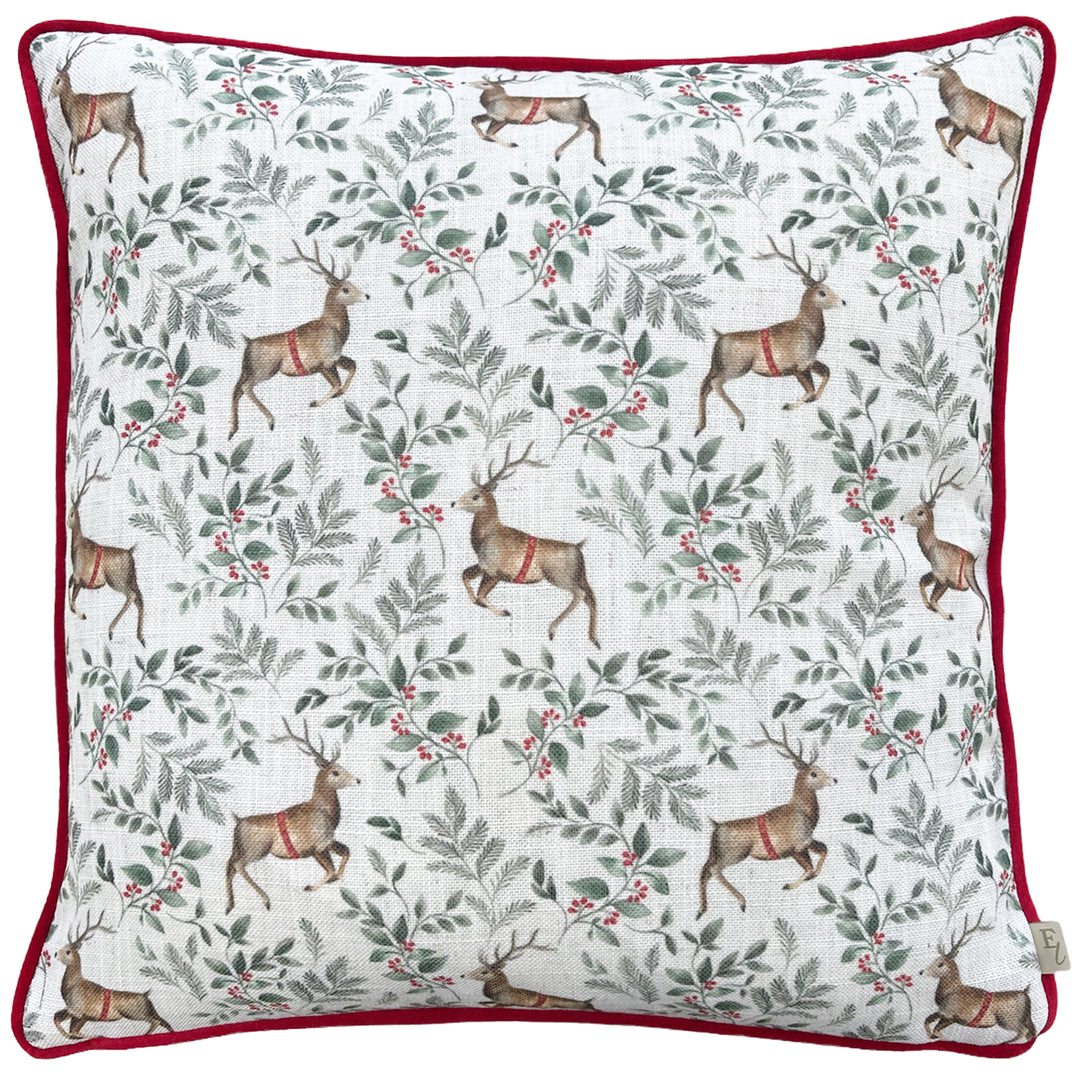 Festive Reindeer Repeat 43x43 Cushion Case Scarlet