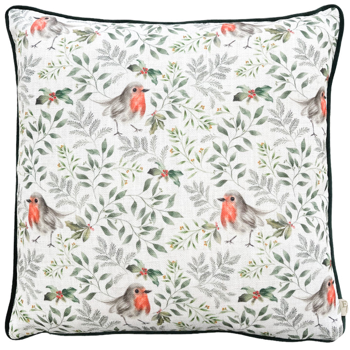 FESTIVE ROBIN REPEAT 43X43 CUSHION CASE BOTTLE