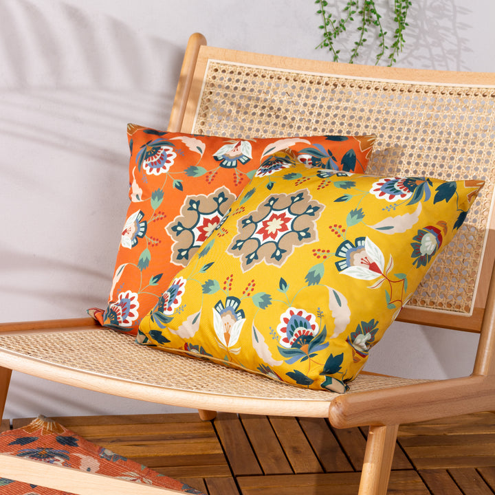 Folk Flora 43x43 Outdoor Cushion Cover Ochre - image 4