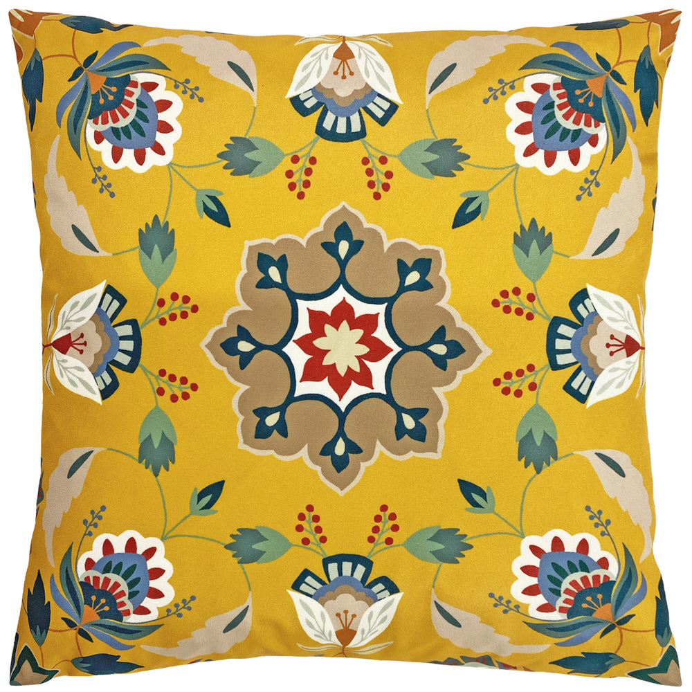 Folk Flora 43x43 Outdoor Cushion Cover Ochre - image 2