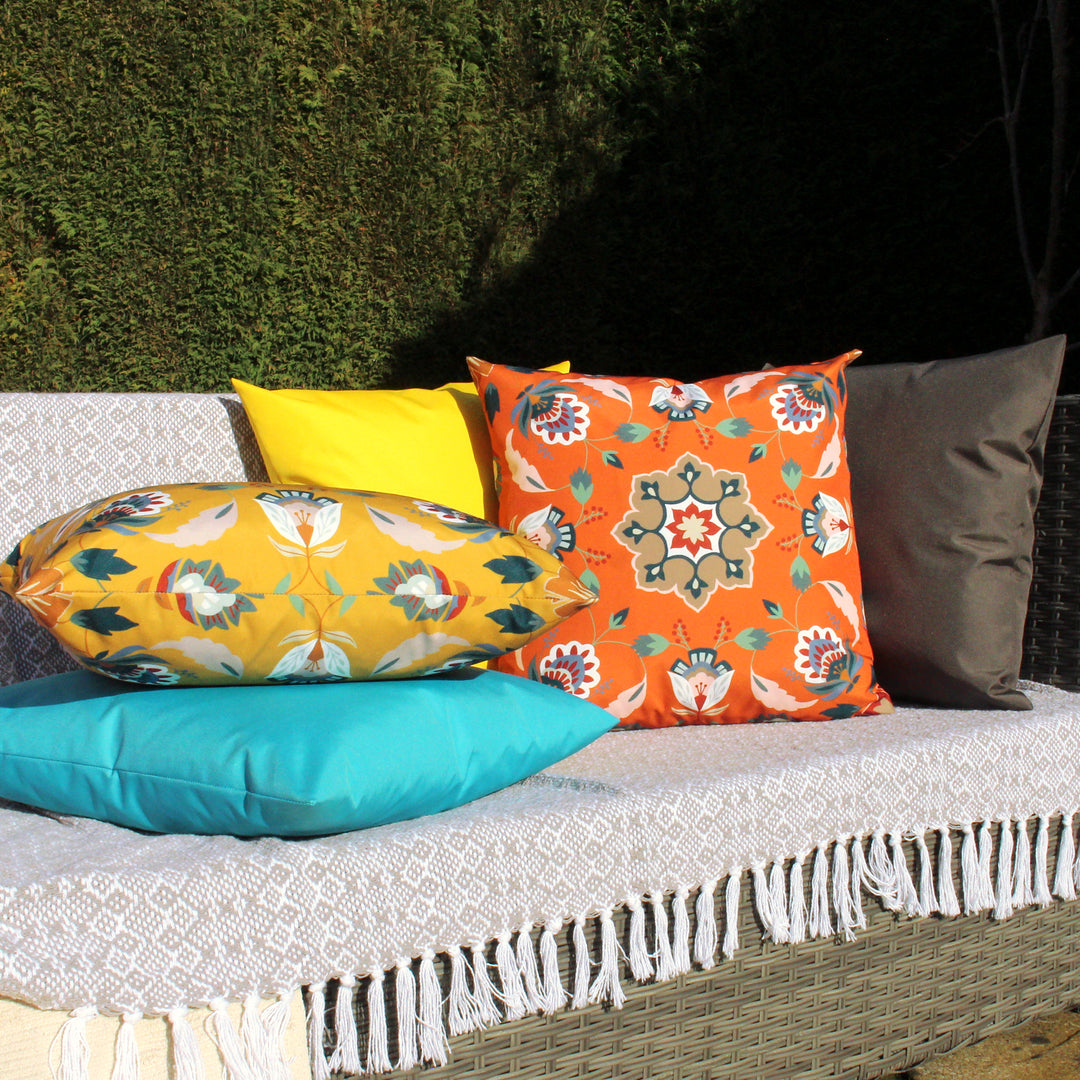 Folk Flora 43x43 Outdoor Cushion Cover Orange - image 4
