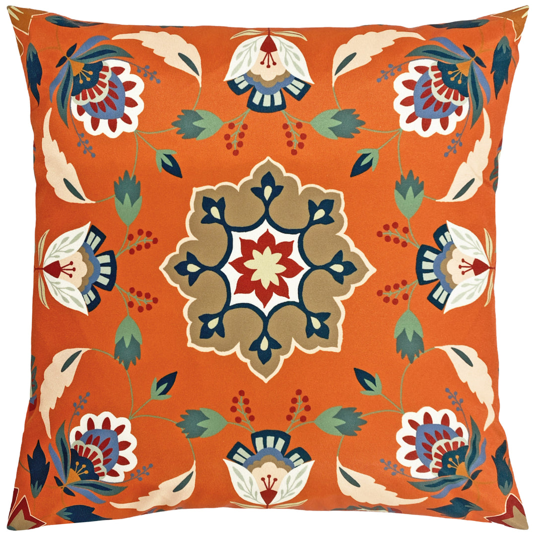 Folk Flora 43x43 Outdoor Cushion Cover Orange