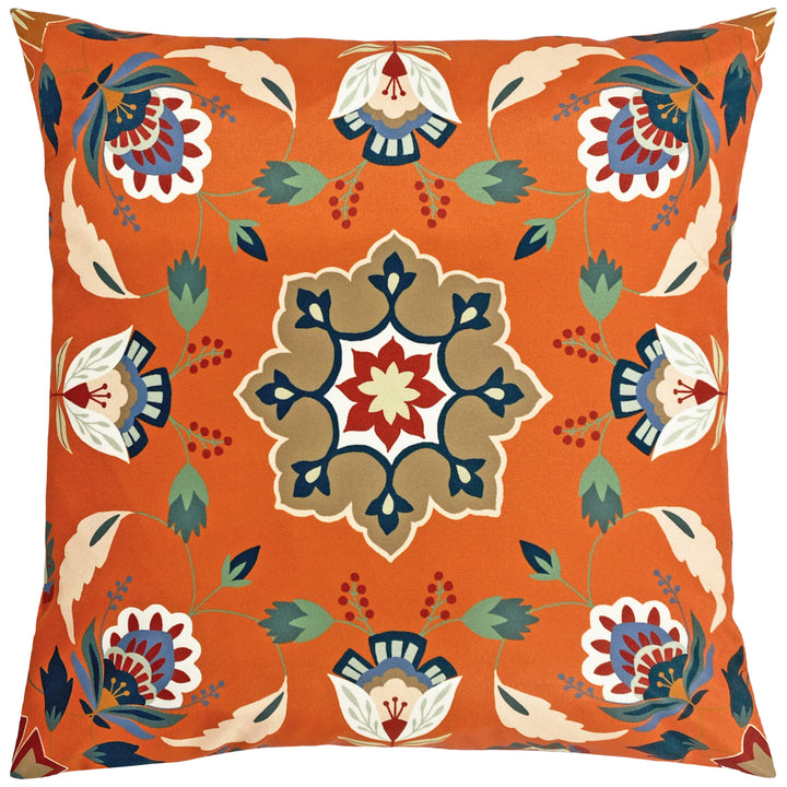 Folk Flora 43x43 Outdoor Cushion Cover Orange