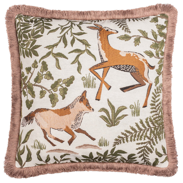 Fable Fox And Deer 45x45 Cushion Case Willow Green - image 2