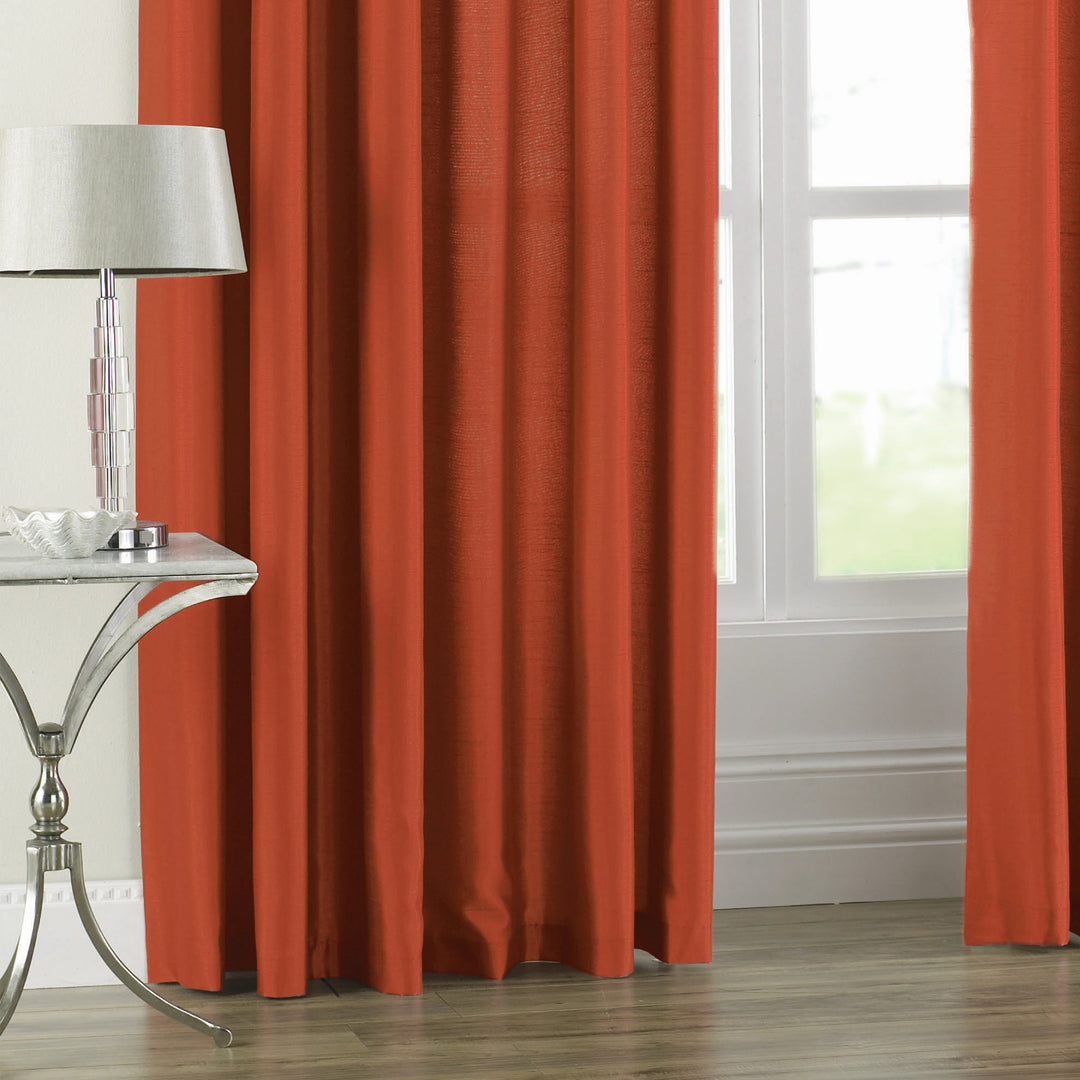 FIJI 117X137 RING TOP CURTAINS B/ORG