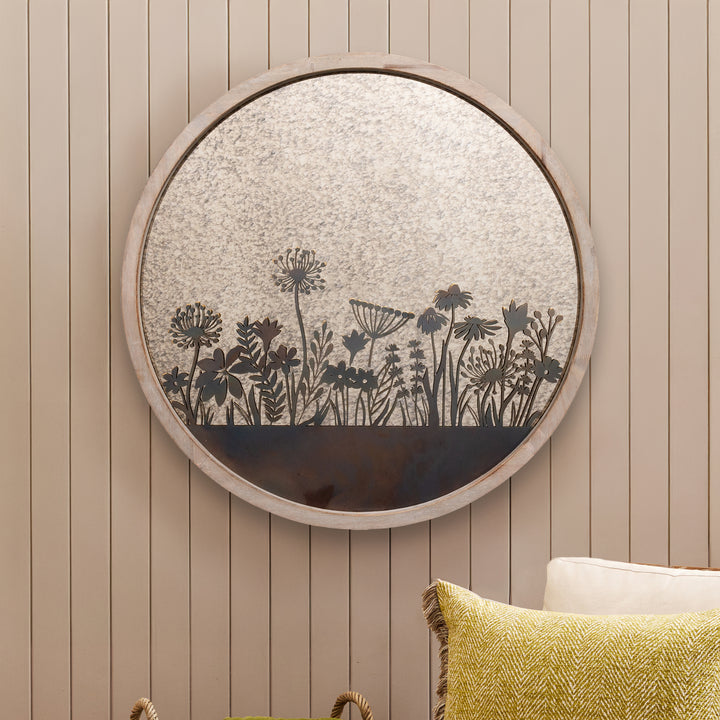 FLEURE ET FAUNE CIRCLE MIRROR GREYWASH