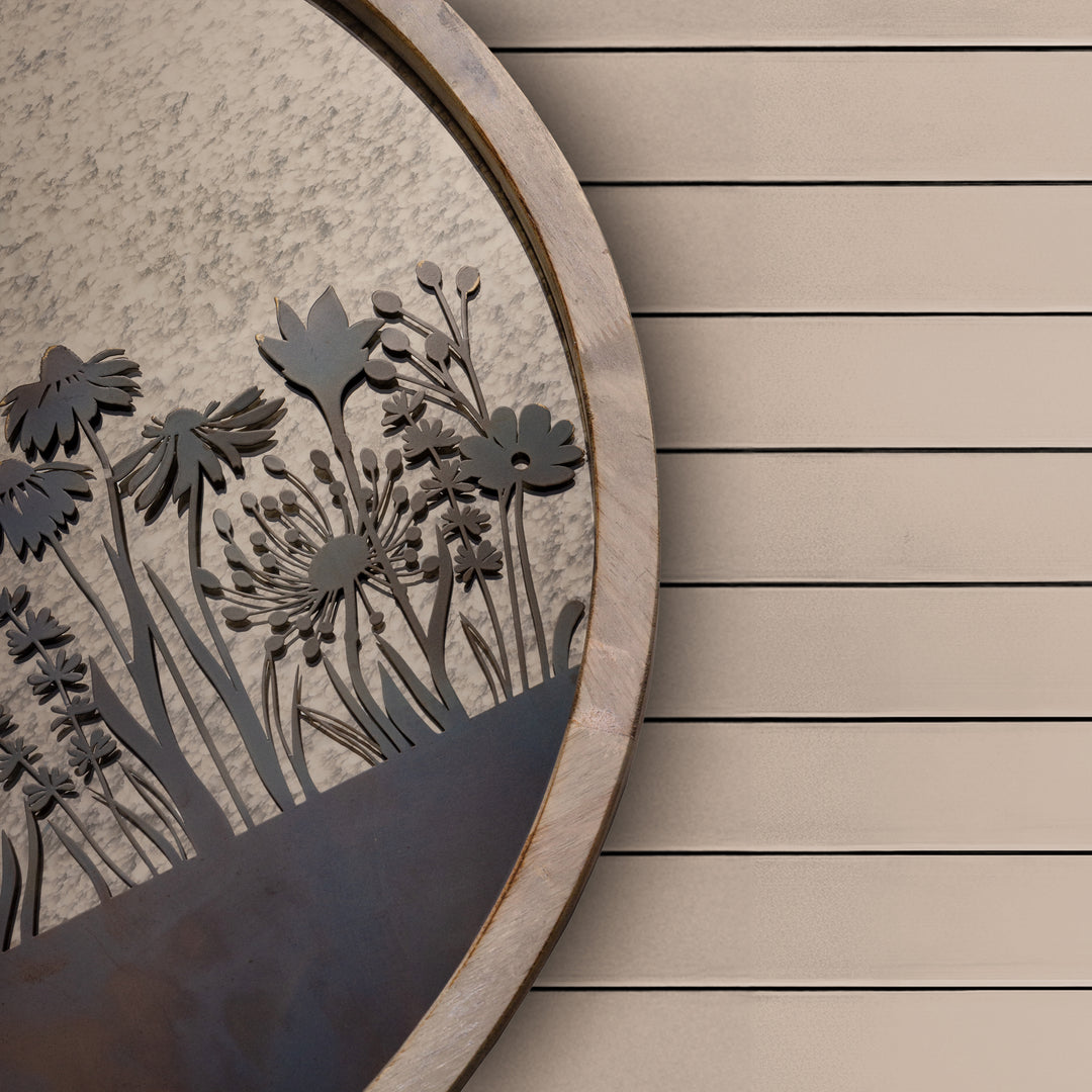 FLEURE ET FAUNE CIRCLE MIRROR GREYWASH