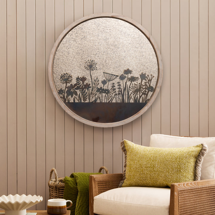 FLEURE ET FAUNE CIRCLE MIRROR GREYWASH