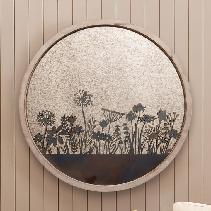 FLEURE ET FAUNE CIRCLE MIRROR GREYWASH