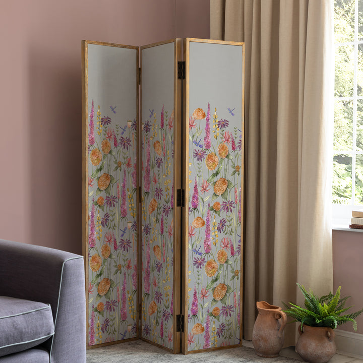 ANTIQUE GREY ROOM DIVIDER FLORABUNDA RUSSET