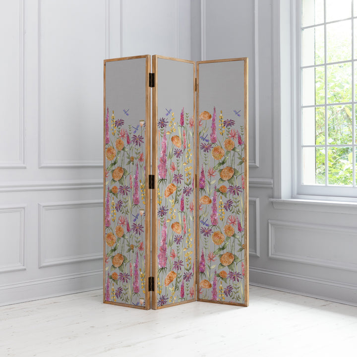 ANTIQUE GREY ROOM DIVIDER FLORABUNDA RUSSET