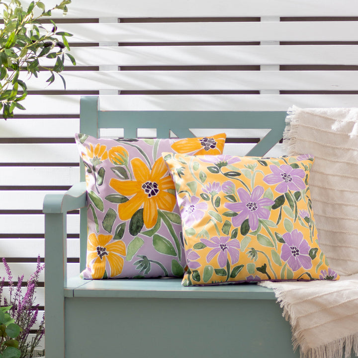 Flowers 43x43 Outdoor Cushion Case Yellow/Lilac - image 5
