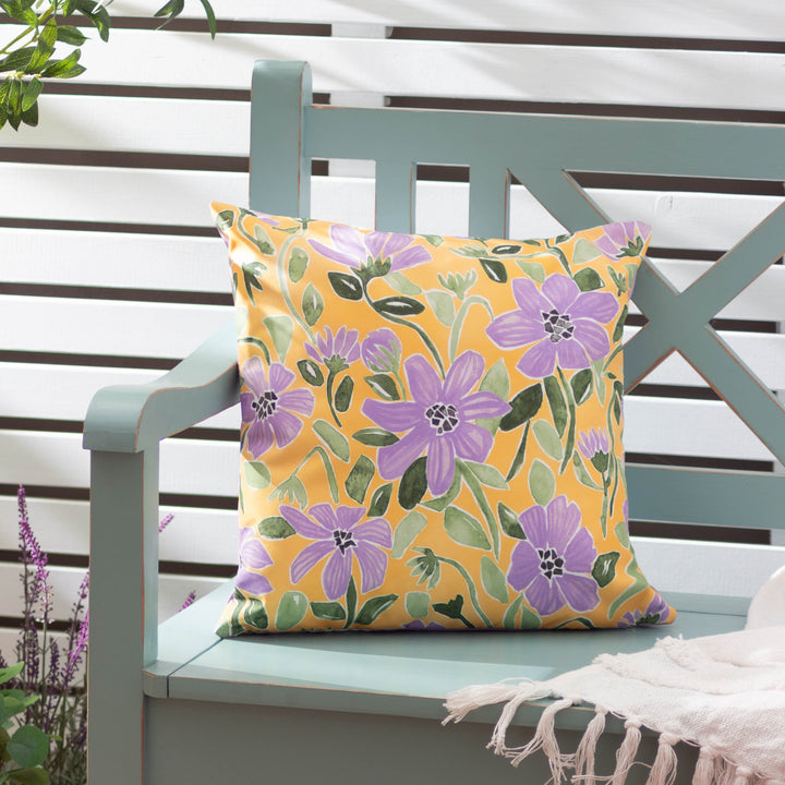 Flowers 43x43 Outdoor Cushion Case Yellow/Lilac