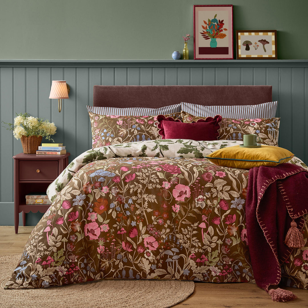 Forest Bloom Single Duvet Set Chocolate
