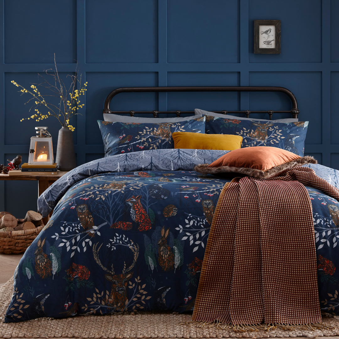 Forest Fauna Single Duvet Set Navy