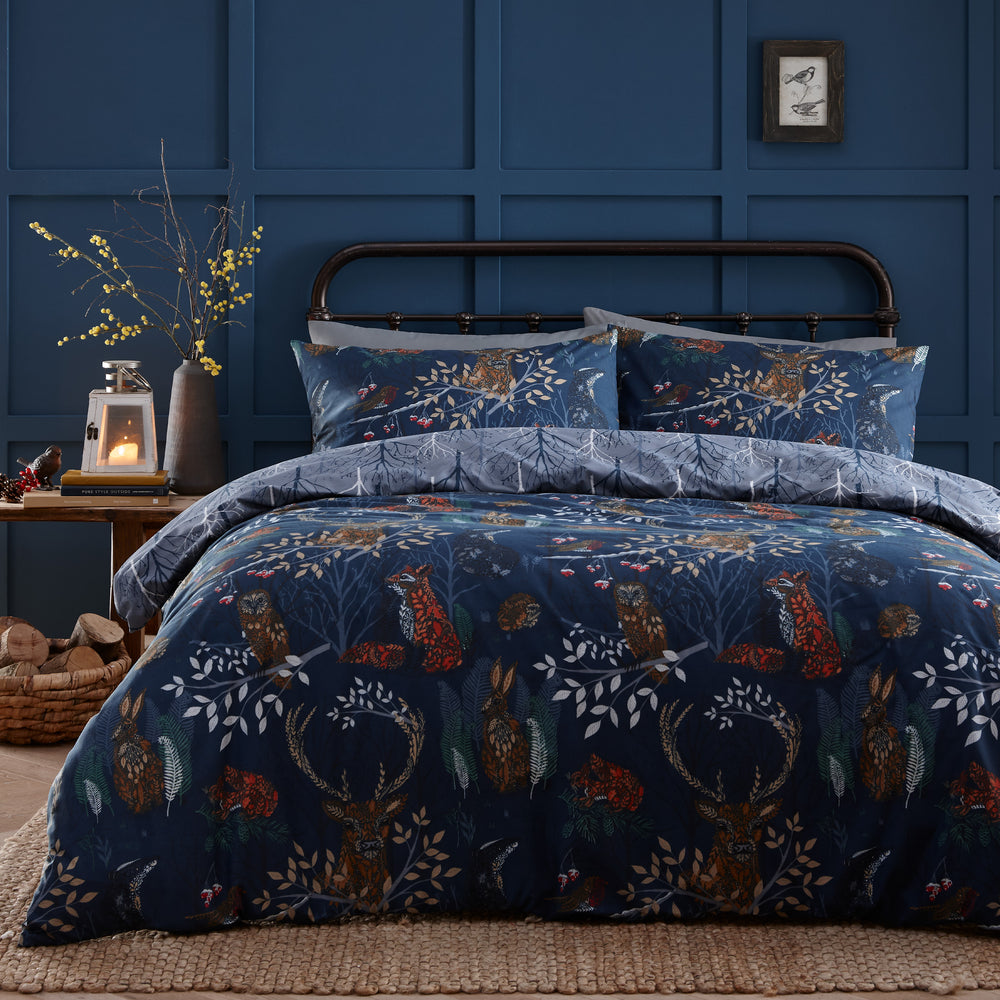 Forest Fauna Double Duvet Set Navy - image 2