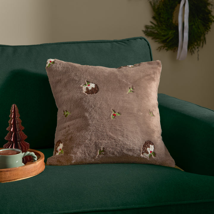 Festive Puddings 45x45 Cushion Case Mocha