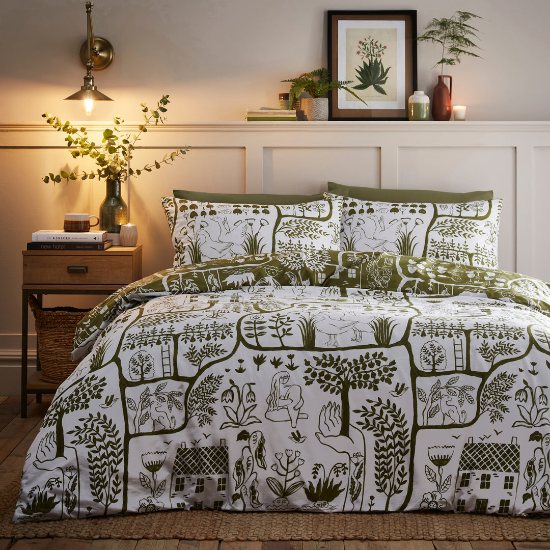 Frida Super King Duvet Set Moss