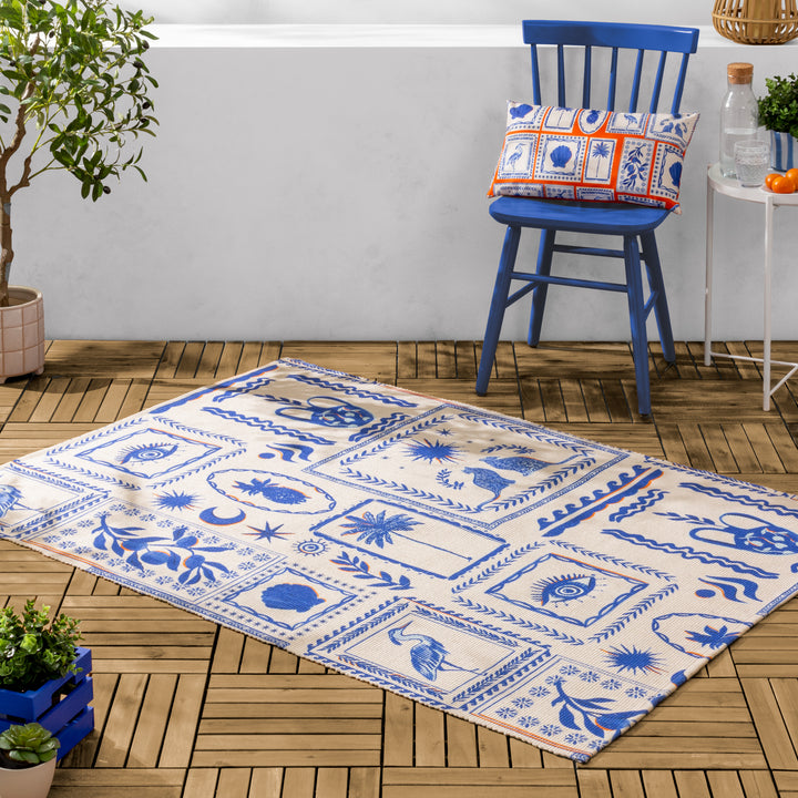 Frieze 30x50 Outdoor Cushion Case Coral/Blue - image 5