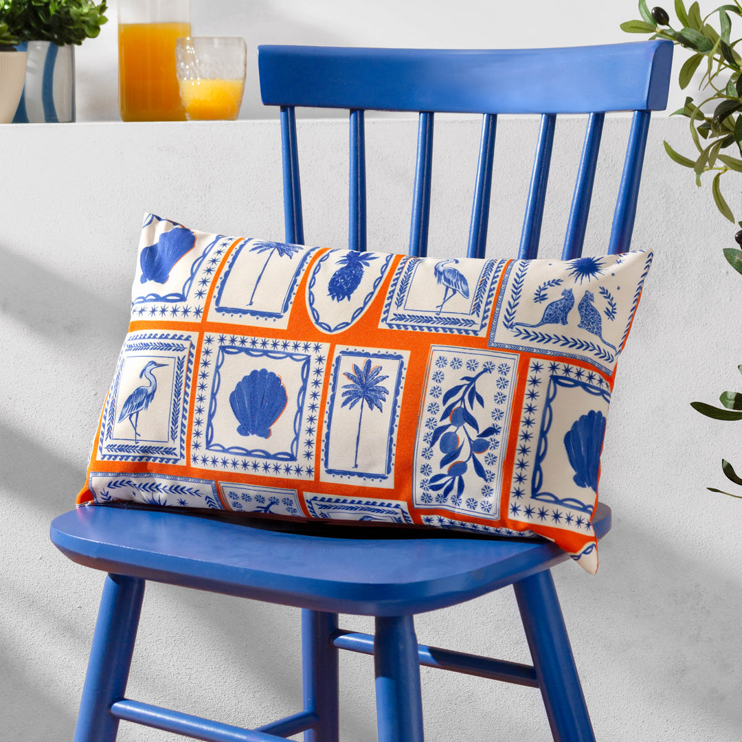 Frieze 30x50 Outdoor Cushion Case Coral/Blue
