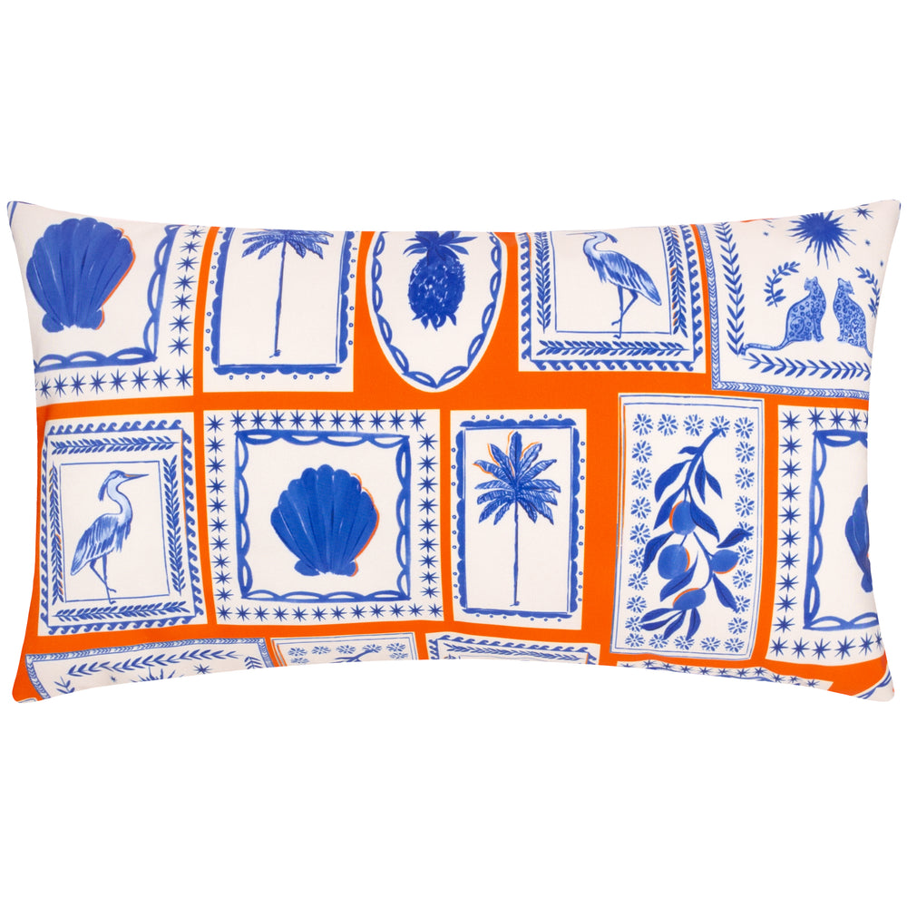 Frieze 30x50 Outdoor Cushion Case Coral/Blue - image 2