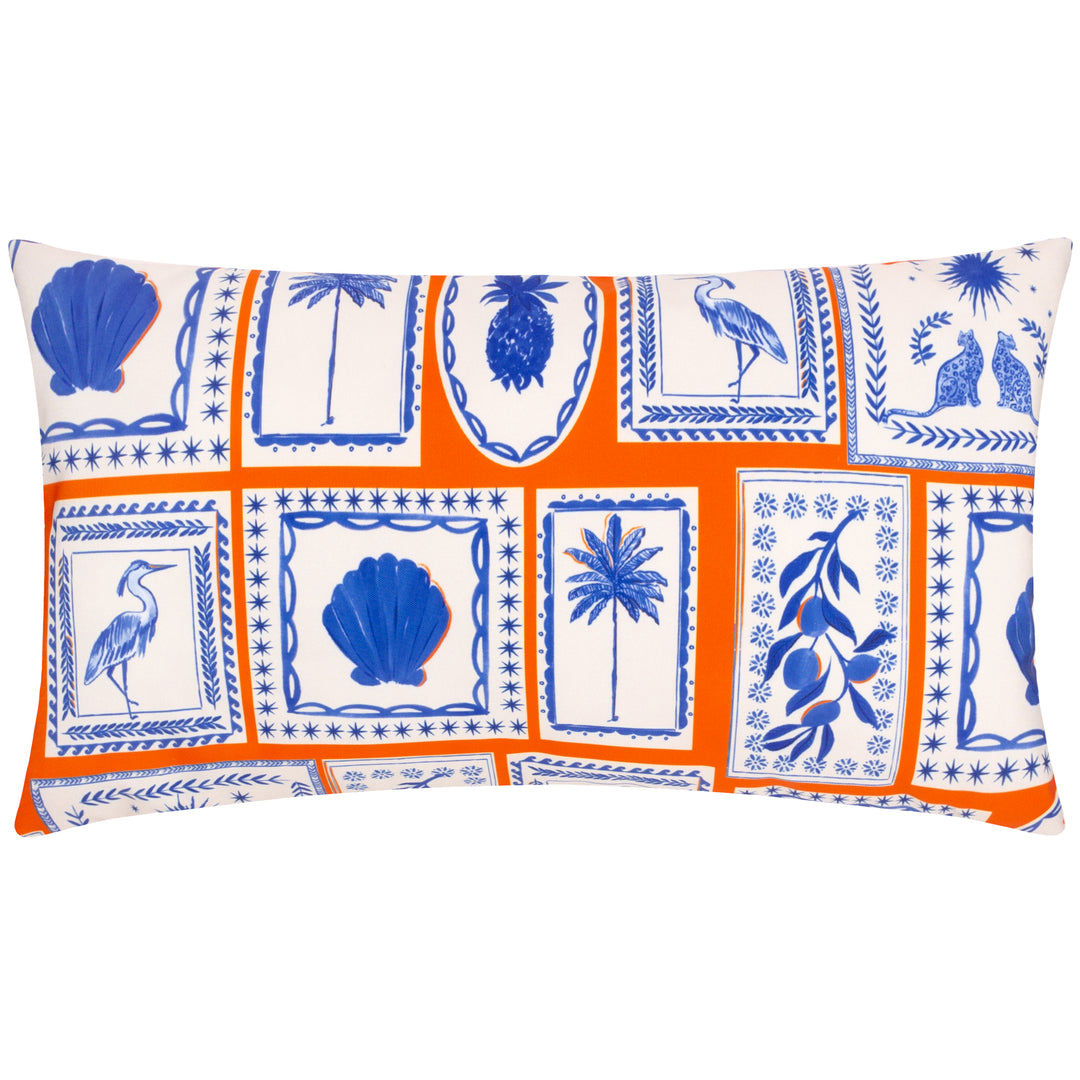 Frieze 30x50 Outdoor Cushion Case Coral/Blue - image 2