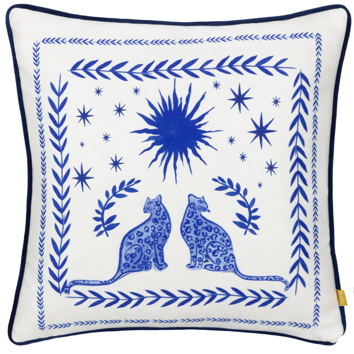 FRIEZE 43X43 CUSHION CASE BLUE/CORAL