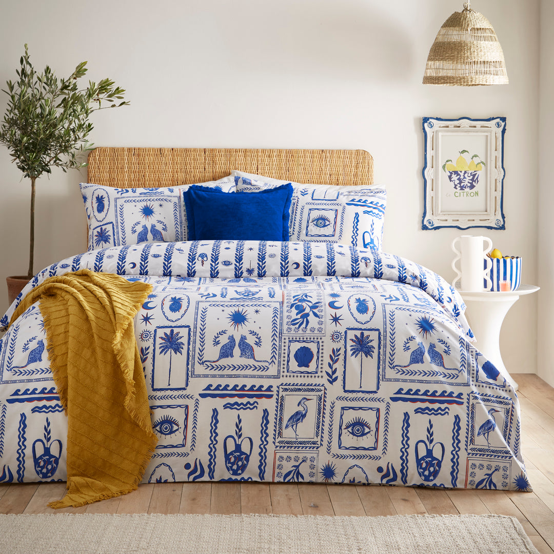 Frieze Super King Duvet Set Blue