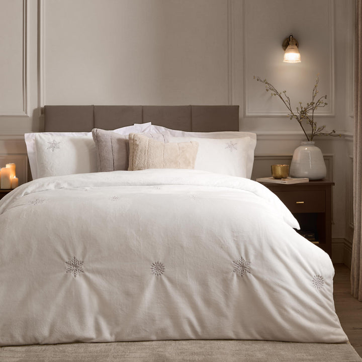 Frosted Snowflake King Duvet Set White