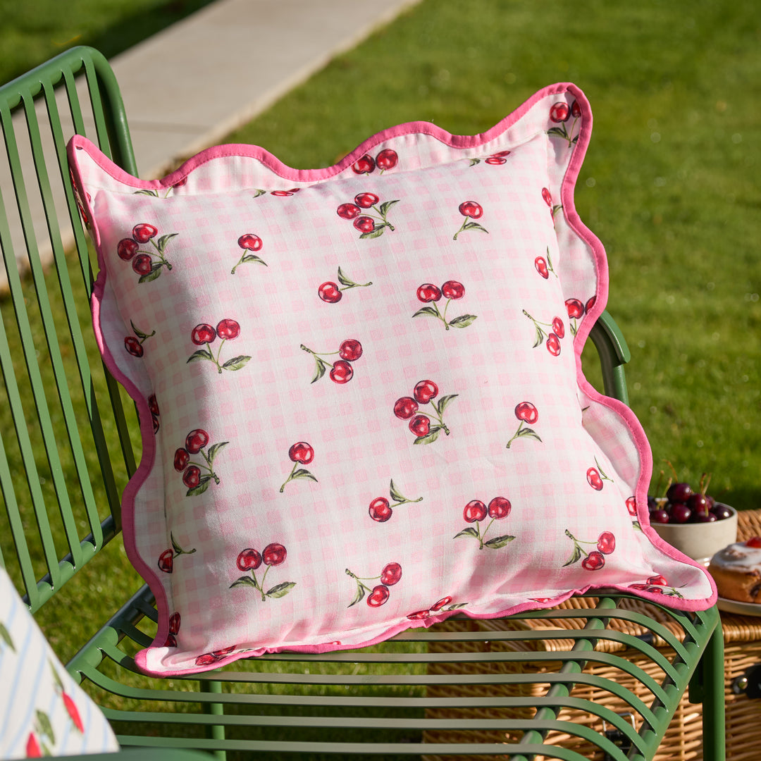 Fruits Cherries 45x45 Outdoor Cushion Case Pink