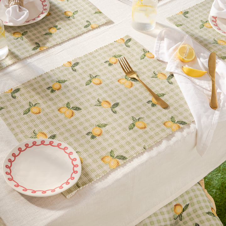 Fruits Lemons Set Of 4 Placemats Sage