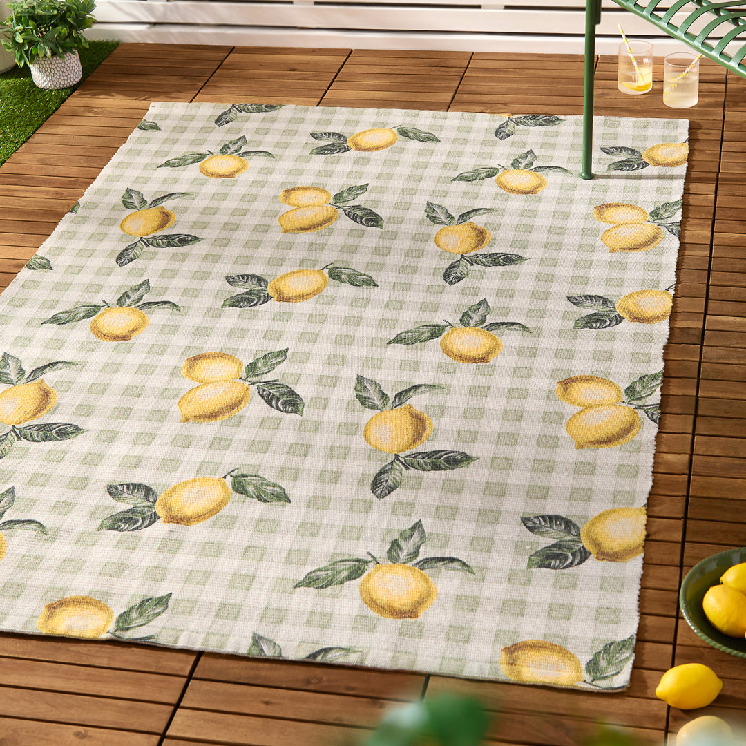 Fruits Lemons 120x170 Outdoor Rug Sage