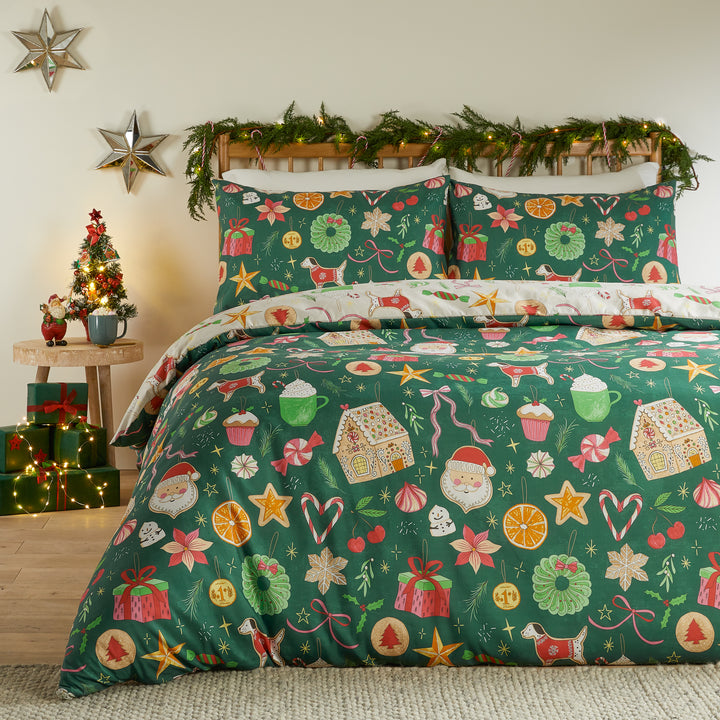 Festive Treats Double Duvet Sets Emerald