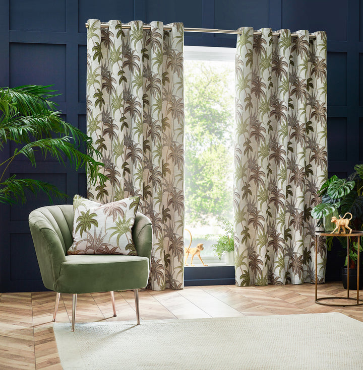 GALAPAGOS 167X182 EYELET CURTAINS GREEN