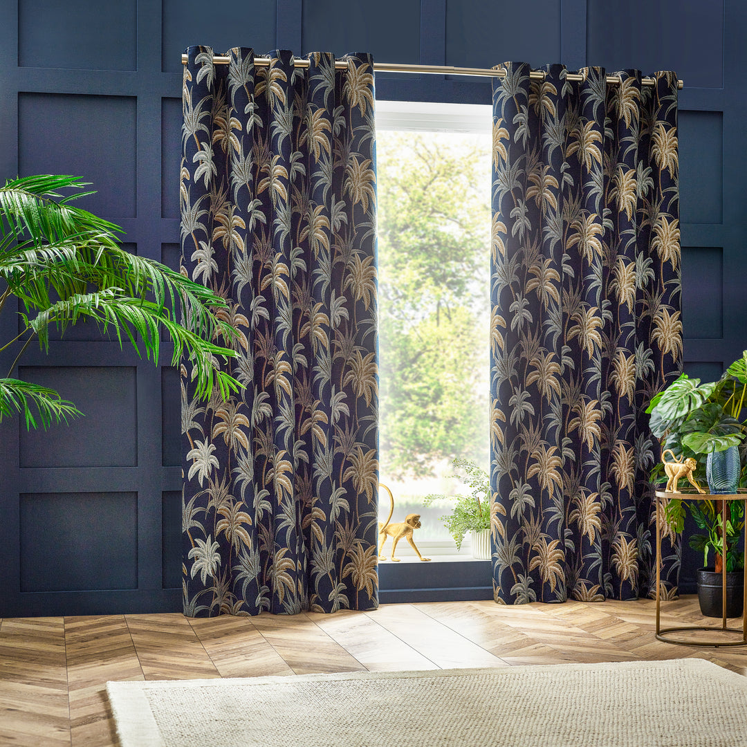 GALAPAGOS 117X182 EYELET CURTAINS NAVY