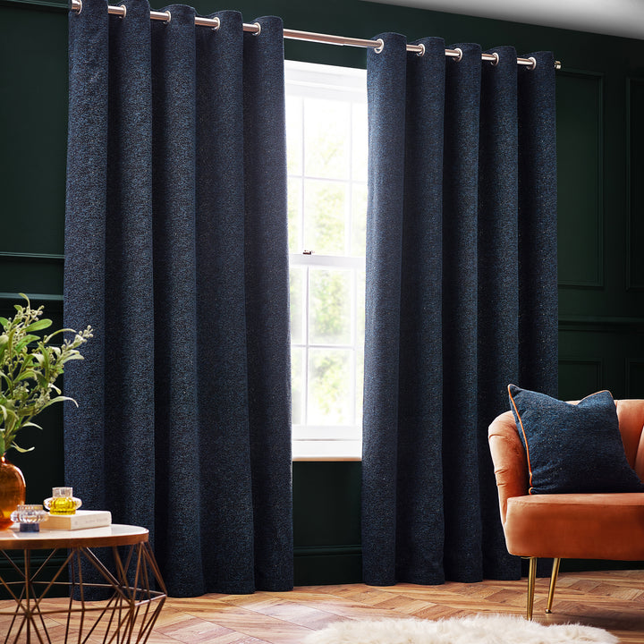 GALAXY 229X137 EYELET CURTAIN NAVY